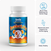 SeniorLife | Multivitamínico completo 20 en 1 y soporte para cadera + articulaciones para perros mayores