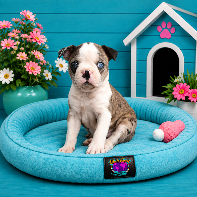 Bagel, Boston Terrier puppy for sale at World Famous Puppies