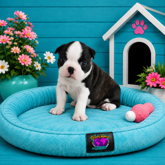 Flora, Boston Terrier puppy for sale at World Famous Puppies