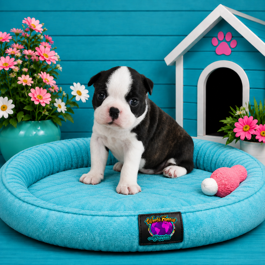 Flora, Boston Terrier puppy for sale at World Famous Puppies